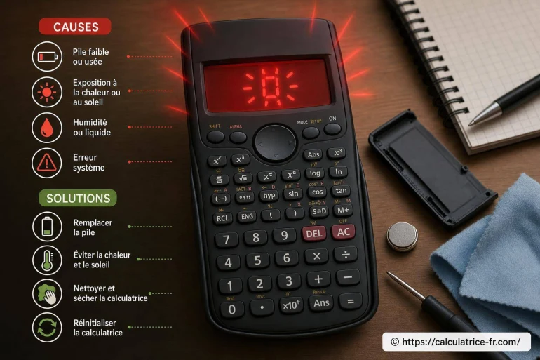 Calculatrice qui clignote rouge : causes et solutions