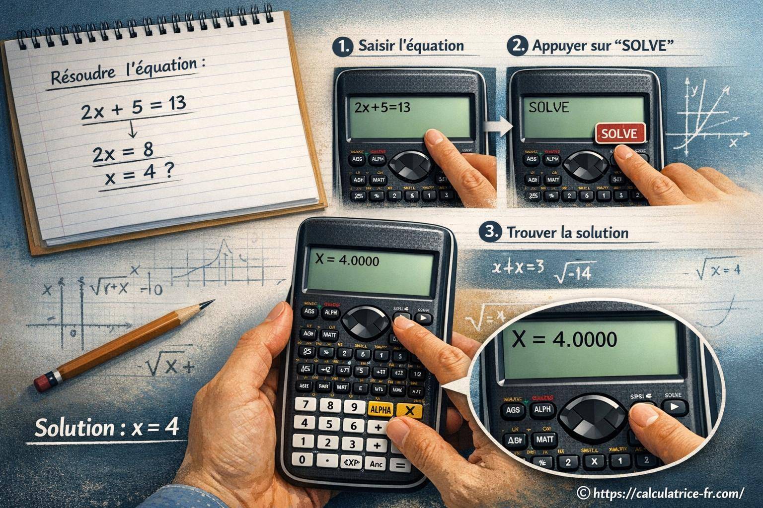 Résoudre une équation avec sa calculatrice : guide pas à pas