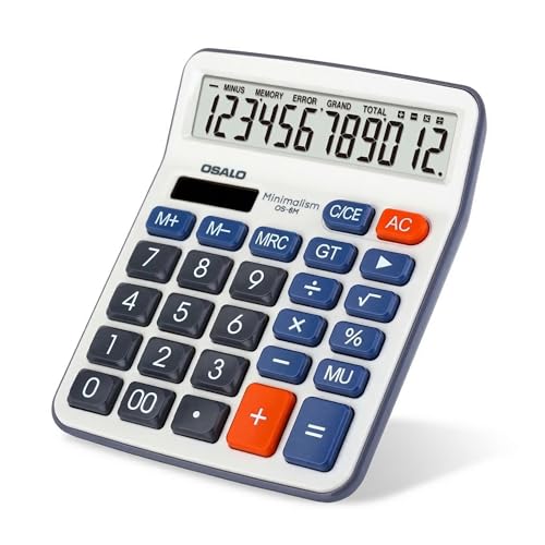 OSALO Calculatrice 12 Chiffres avec Grand Bouton Gros Affich