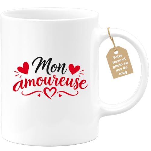 Café-Croissant - Mug Amoureuse Idée Cadeau Romantique - Blan