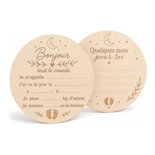 Ronde en Bois - Plaque Naissance Bebe,Carte Bienvenue Annonc
