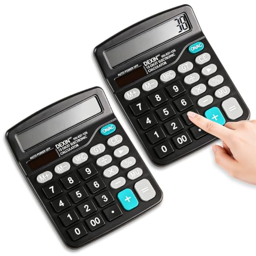 Nutabevr Lot de 2 Calculette de Bureau Solaire Grand Boutons