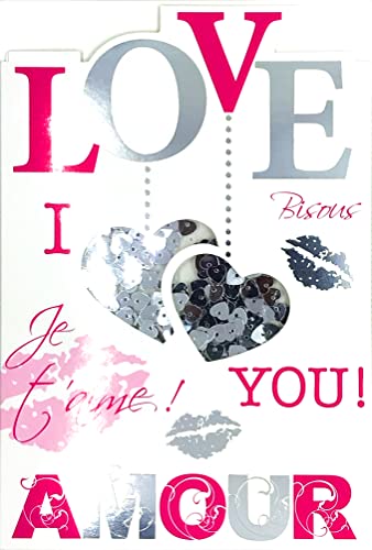 65-1125-B Carte I LOVE YOU Saint Valentin 14 février 2 Cœurs