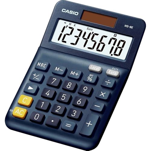 CASIO MS-8E Kleiner Tischrechner, 8-stellig, Solar/Batterie
