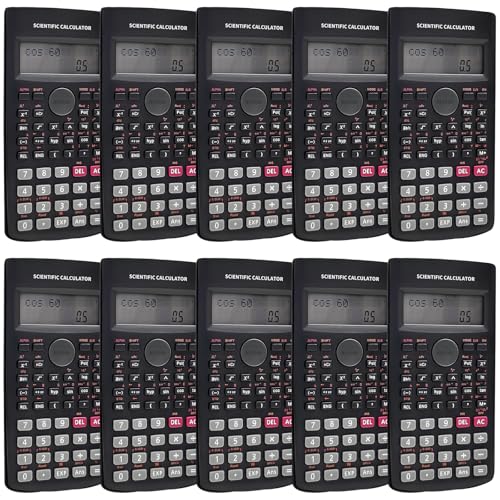 Lot de 10 Calculatrices Scientifiques, Affichage 2 Lignes, 2