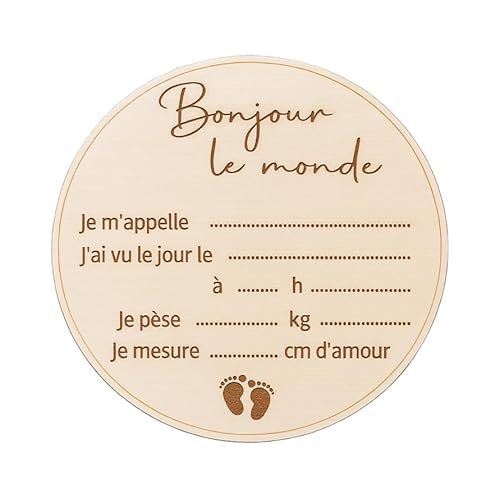 Carte bienvenue annonce naissance et prénom bébé en bois en 