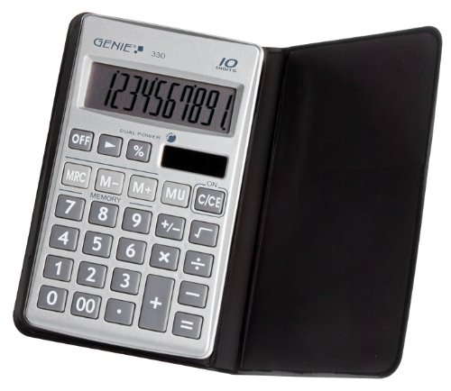 Genie calculatrice 10 chiffres 330 plat avec dual-power (sol