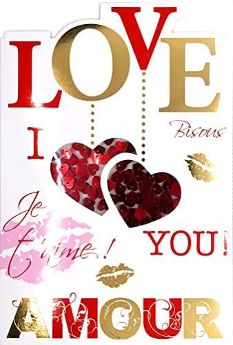 65-1125-A Carte I LOVE YOU Saint Valentin 14 février 2 Cœurs