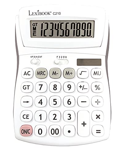 Lexibook- Calculatrice de Bureau 10 Chiffres avec Écran Incl